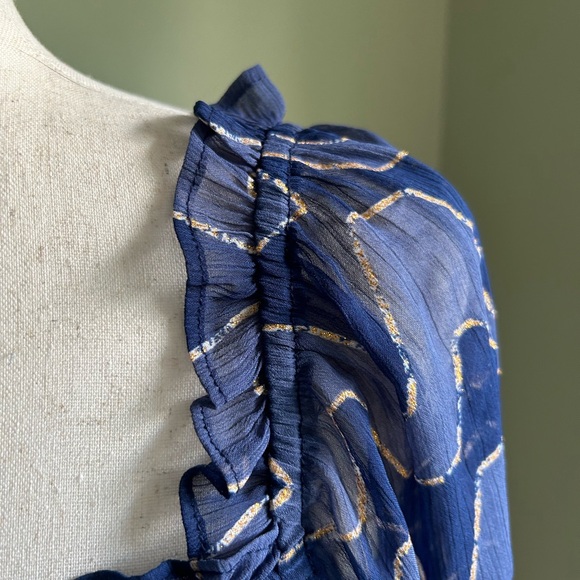 Anthropologie Moon River blue print maxi dress. Smocked bodice. Square neck M - Picture 6 of 14